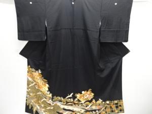 御所車に群鶴・花模様留袖(比翼付き)